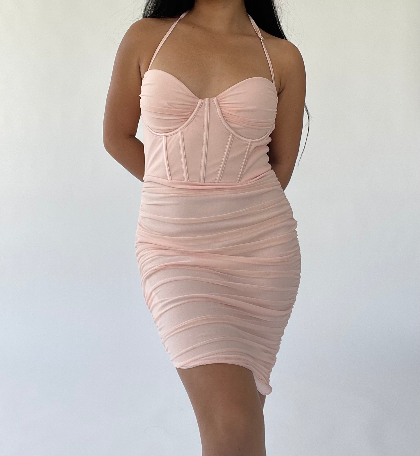 Halter Neck Bodycon Corset Dress - L